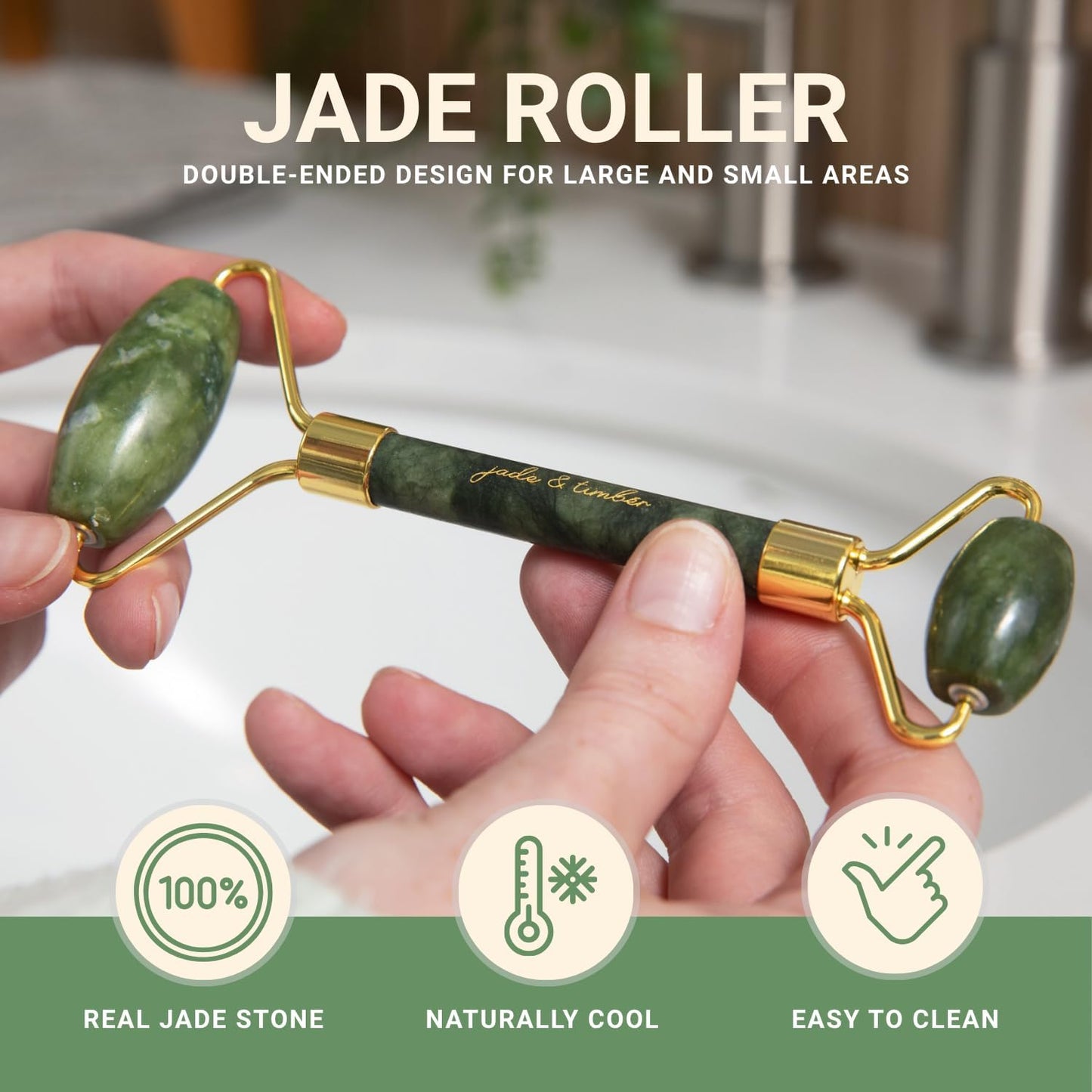 Jade Sculpt Duo — Jade Roller & Gua Sha Set | Facial Contouring & Lymphatic Drainage Tools
