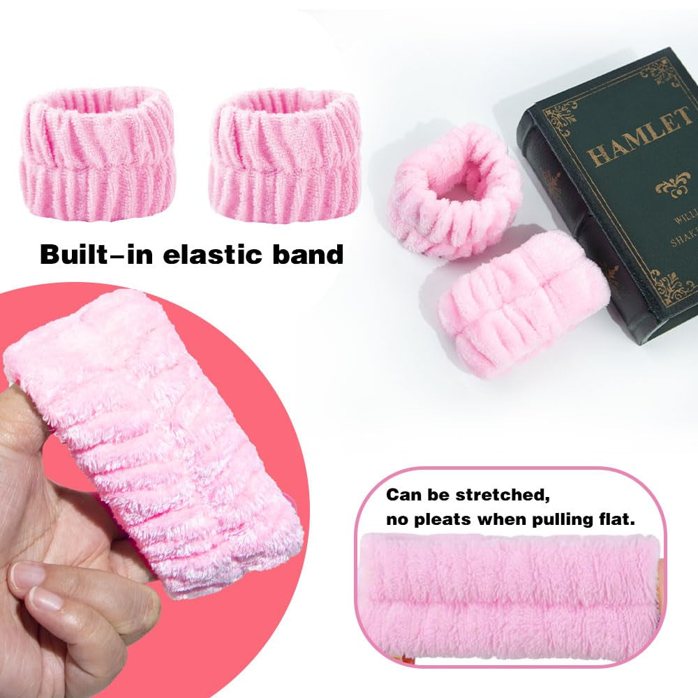 Spa Day Headband & Wristband Set | Bubble Skincare Hair Band for Face Washing & Makeup