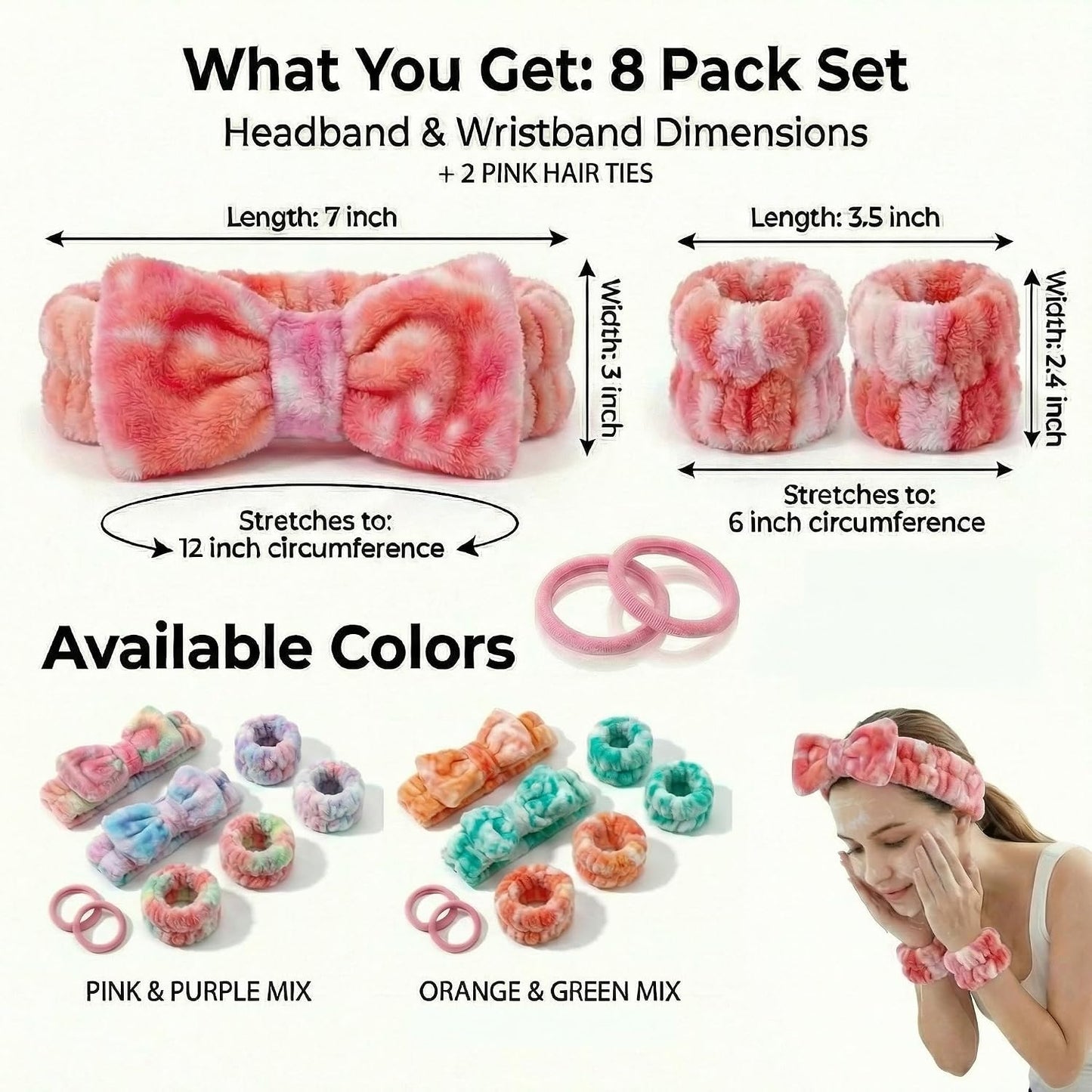 Ultimate Spa Set (8 Pcs) — Headbands, Wristbands & Scrunchies | Skincare Self-Care Gift Bundle