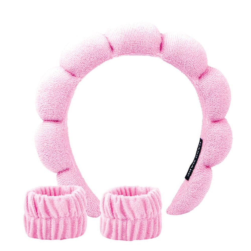 Spa Day Headband & Wristband Set | Bubble Skincare Hair Band for Face Washing & Makeup