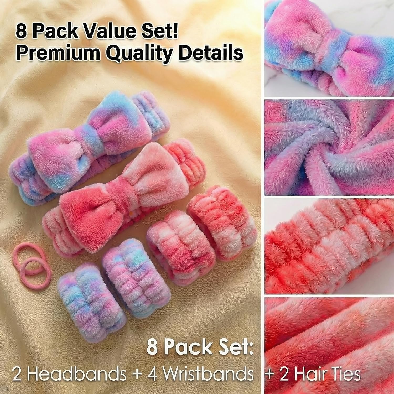 Ultimate Spa Set (8 Pcs) — Headbands, Wristbands & Scrunchies | Skincare Self-Care Gift Bundle