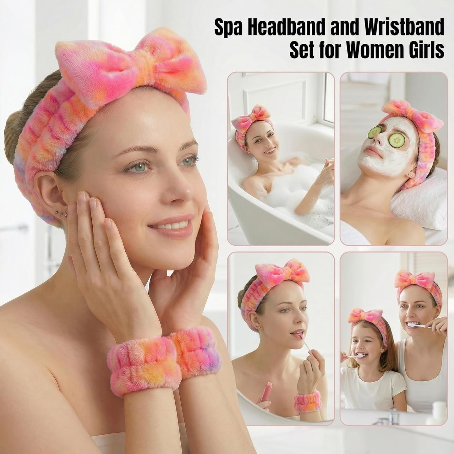 Ultimate Spa Set (8 Pcs) — Headbands, Wristbands & Scrunchies | Skincare Self-Care Gift Bundle