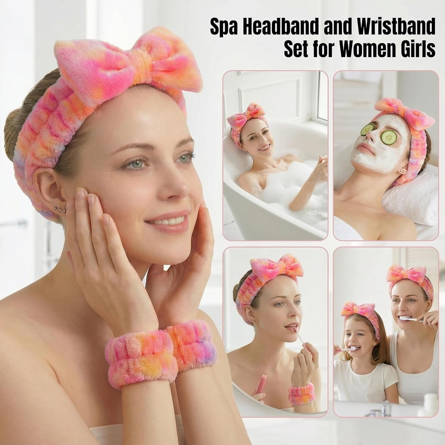 Ultimate Spa Set (8 Pcs) — Headbands, Wristbands & Scrunchies | Skincare Self-Care Gift Bundle